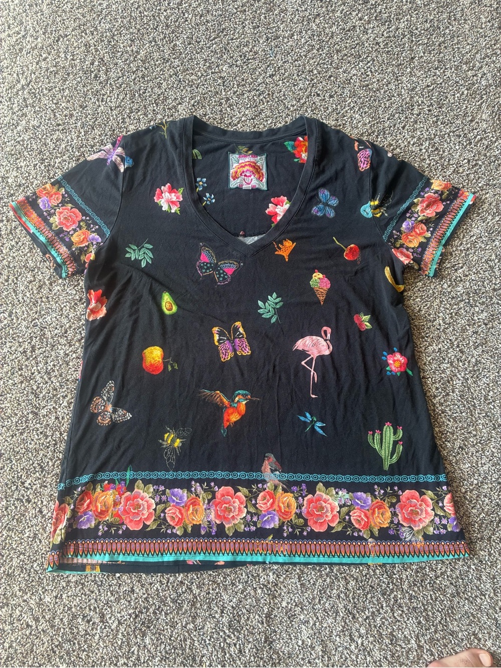 Johnny Was Zooey V Neck Floral T-Shirt